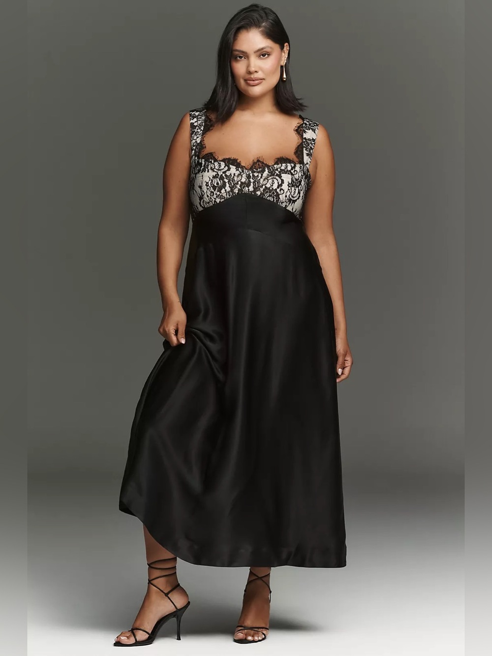 NWT Size 2X - Maeve Jocelyn Lace Black Slip Midi Dress Wedding Guest (US$ 178) - Picture 1 of 16